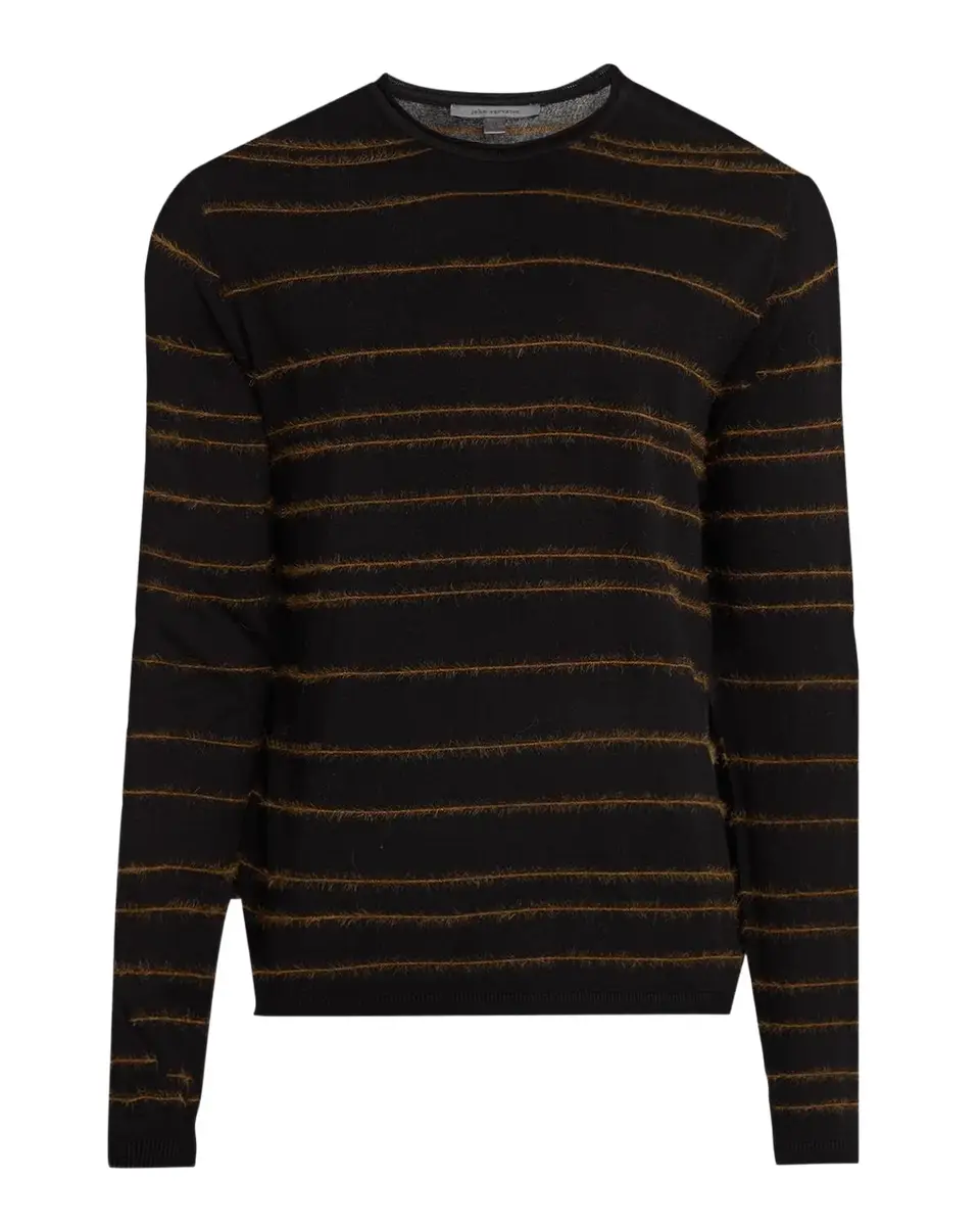 JOHN VARVATOS Men's Everly Textured Stripe Crewneck Top