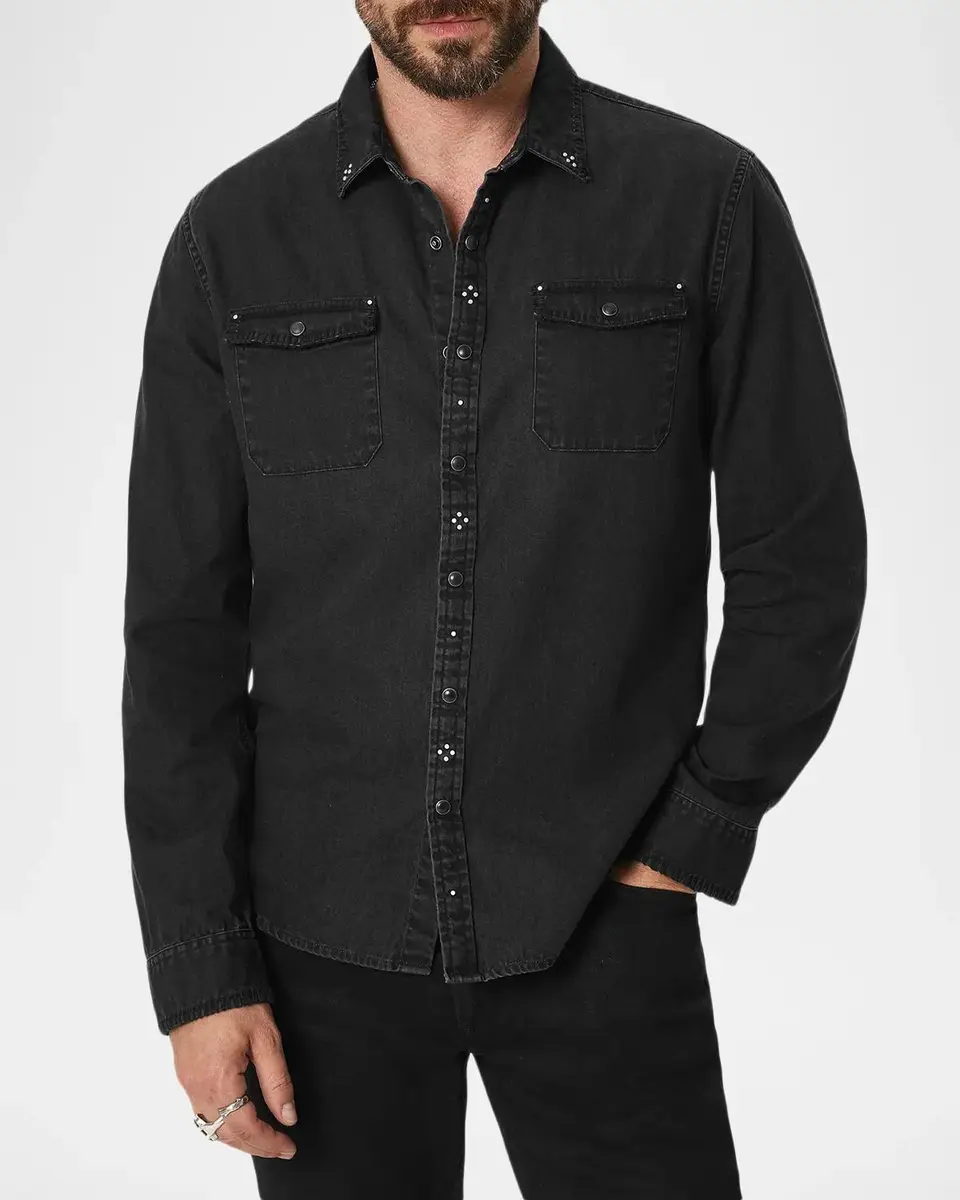 JOHN VARVATOS Men's Marshall Studded Western Shirt | Thumbnail 3 JOHN VARVATOS Men's Marshall Studded Western Shirt | Thumbnail 3
