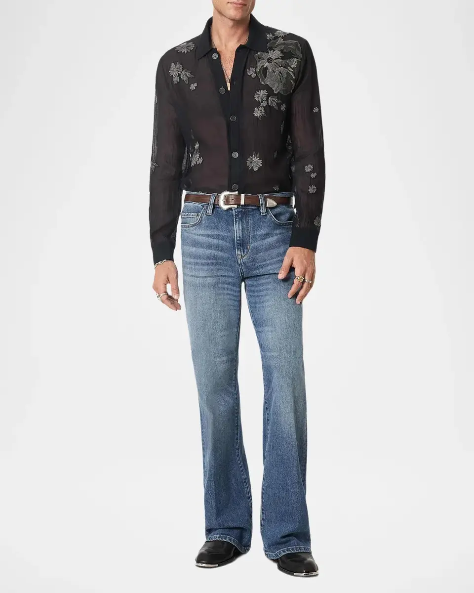 JOHN VARVATOS Men's Arden Embroidered Silk-Blend Shirt | Thumbnail 2 JOHN VARVATOS Men's Arden Embroidered Silk-Blend Shirt | Thumbnail 2