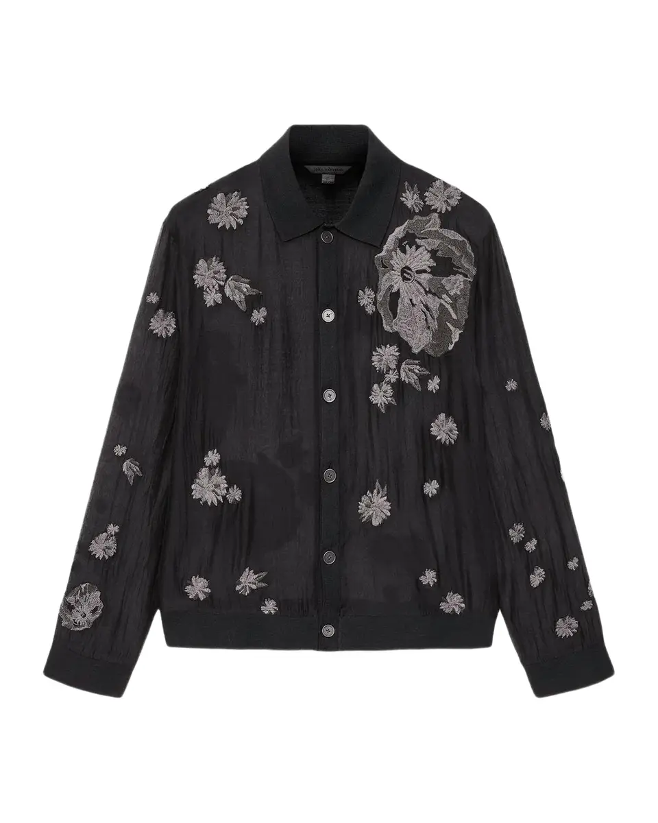 Men's Arden Embroidered Silk-Blend Shirt Men's Arden Embroidered Silk-Blend Shirt