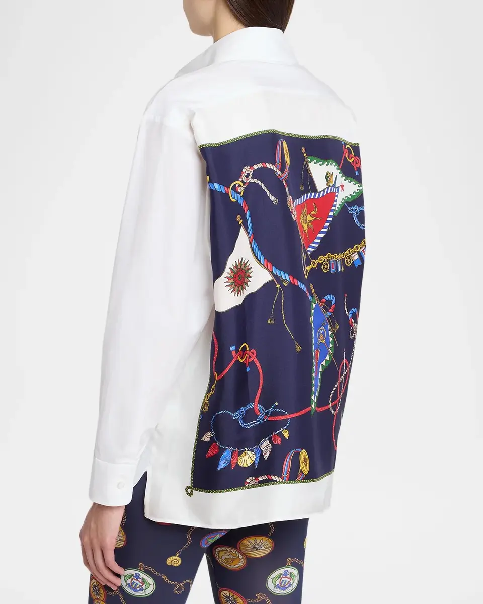 Etro Nautical-Print Satin Back Cotton Poplin Button-Down Shirt | Thumbnail 3