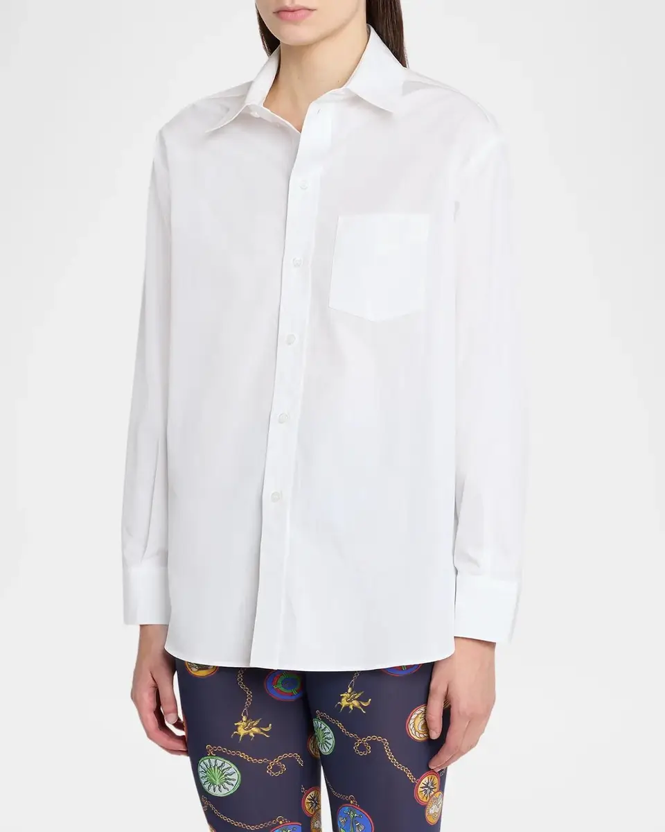 Etro Nautical-Print Satin Back Cotton Poplin Button-Down Shirt | Thumbnail 4