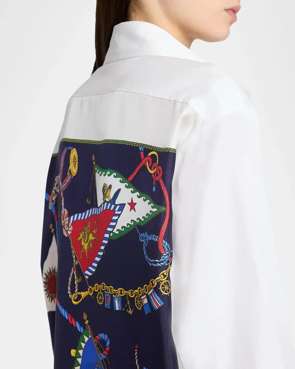 Etro Nautical-Print Satin Back Cotton Poplin Button-Down Shirt | Thumbnail 5