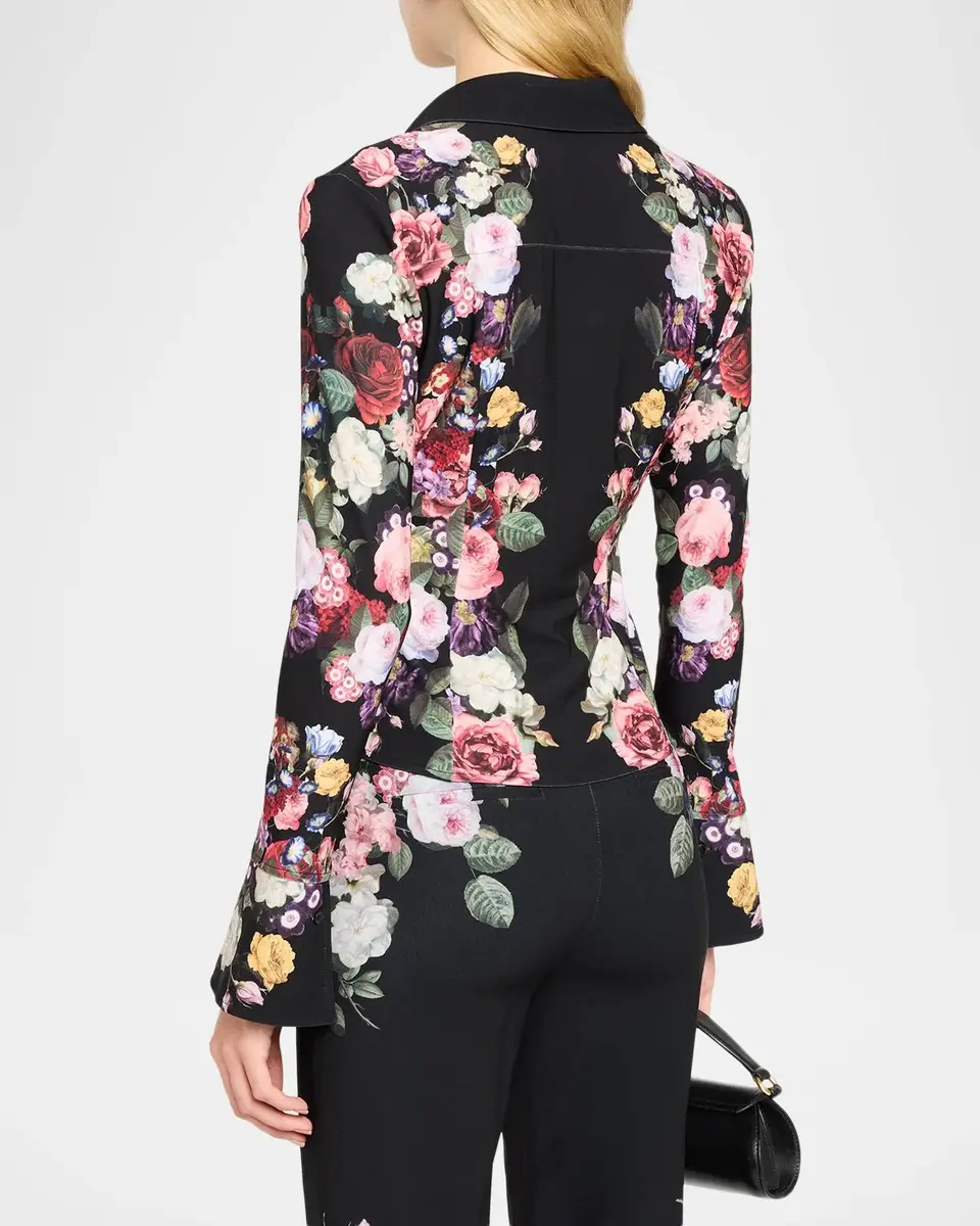 Alice + Olivia Freya Floral-Print Long-Sleeve Button-Down Shirt | Thumbnail 3