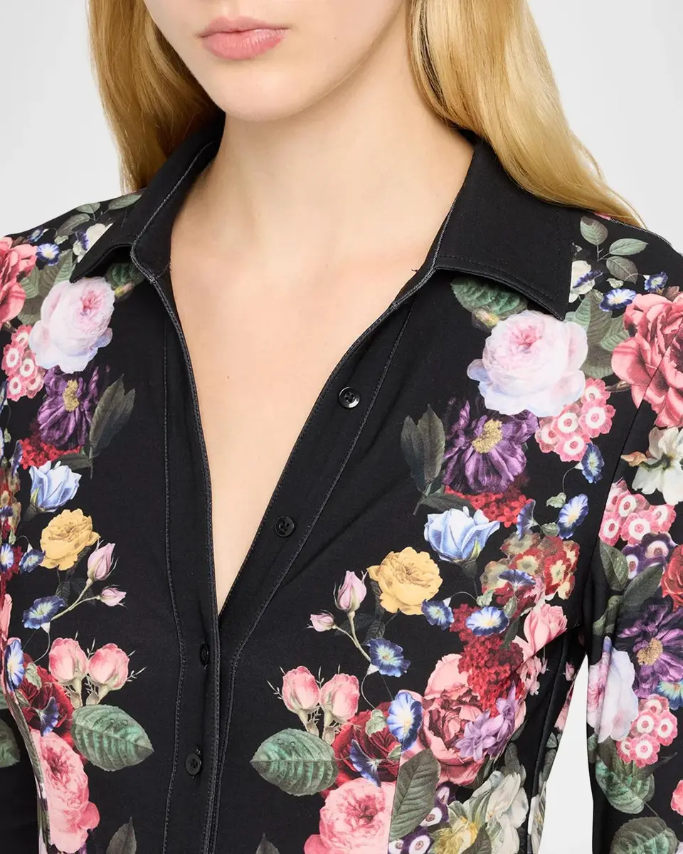Alice + Olivia Freya Floral-Print Long-Sleeve Button-Down Shirt | Thumbnail 5