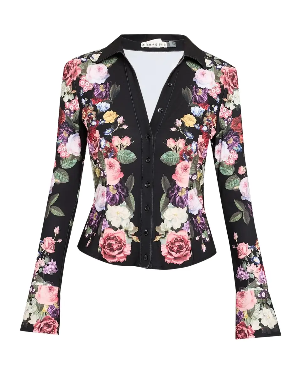 Freya Floral-Print Long-Sleeve Button-Down Shirt
