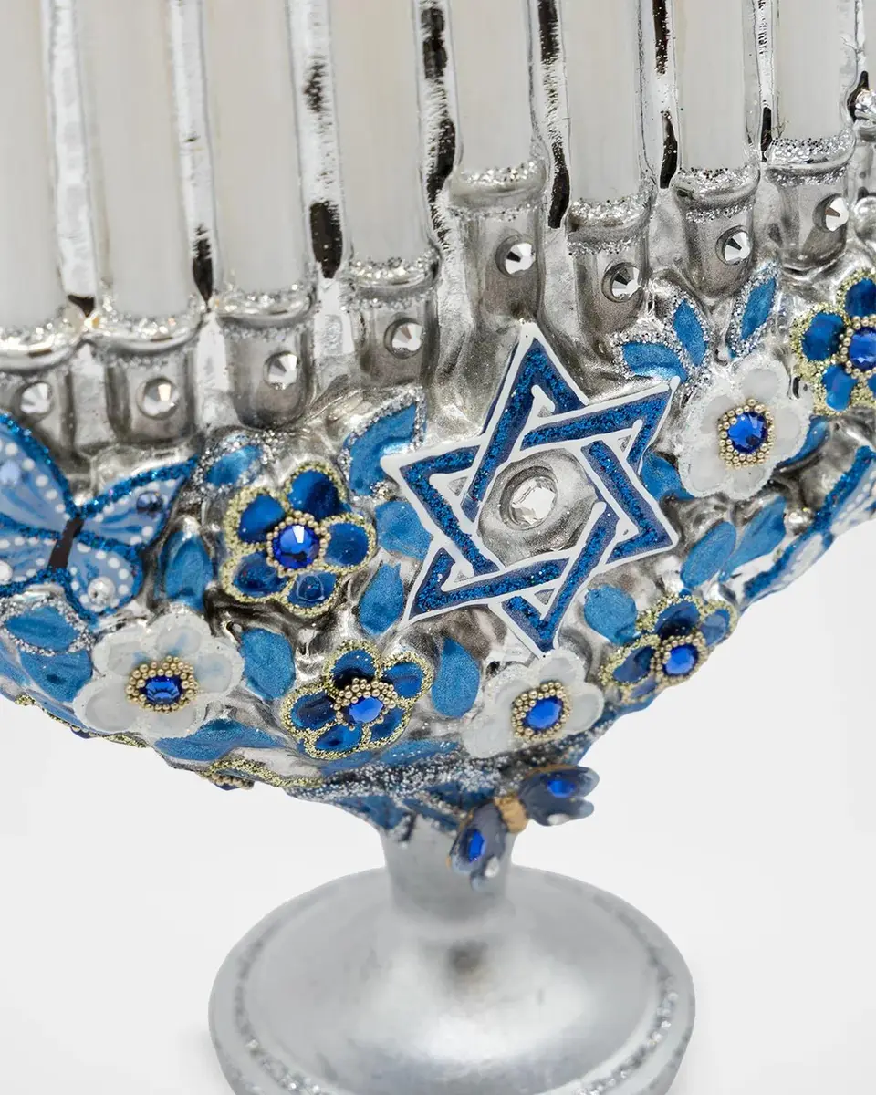 Jay Strongwater Glowing Menorah Glass Christmas Ornament | Thumbnail 5