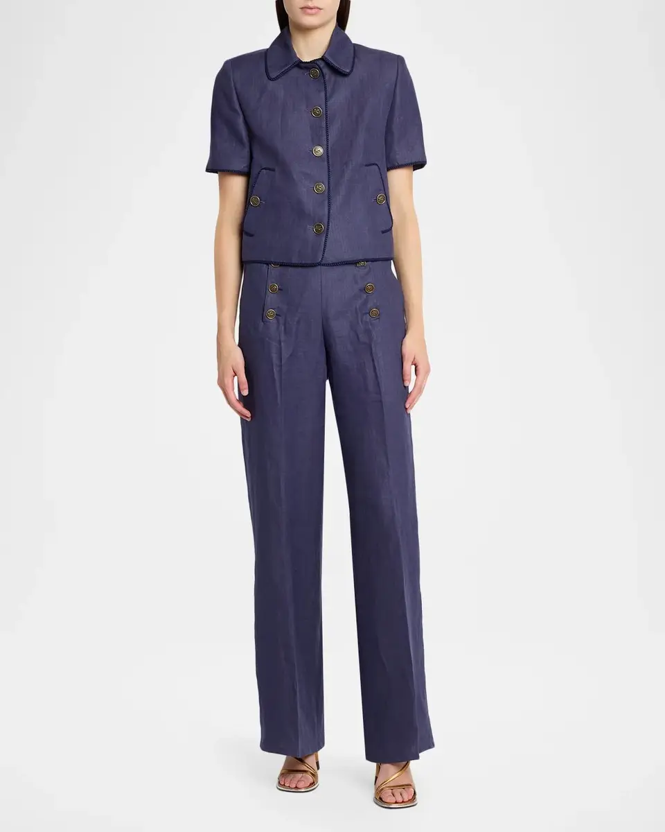 Etro Short-Sleeve Cotton Herringbone Lady Jacket | Thumbnail 2 Etro Short-Sleeve Cotton Herringbone Lady Jacket | Thumbnail 2