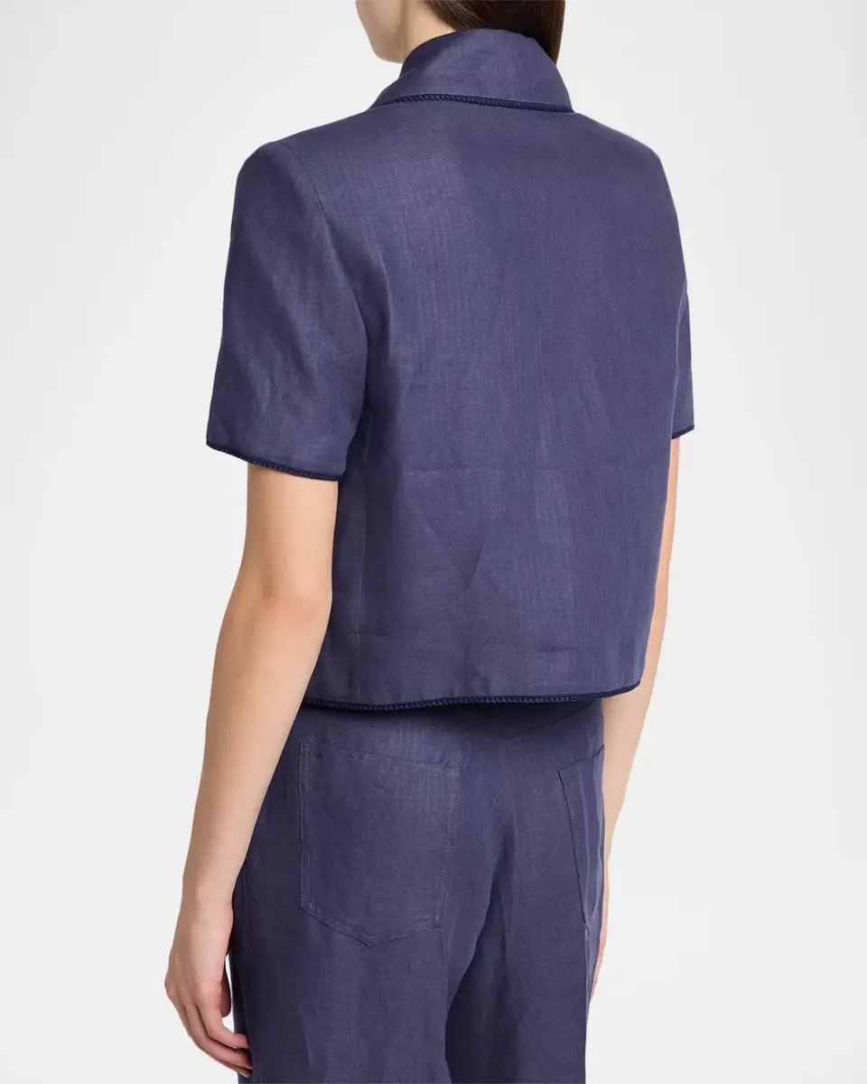 Etro Short-Sleeve Cotton Herringbone Lady Jacket | Thumbnail 3 Etro Short-Sleeve Cotton Herringbone Lady Jacket | Thumbnail 3
