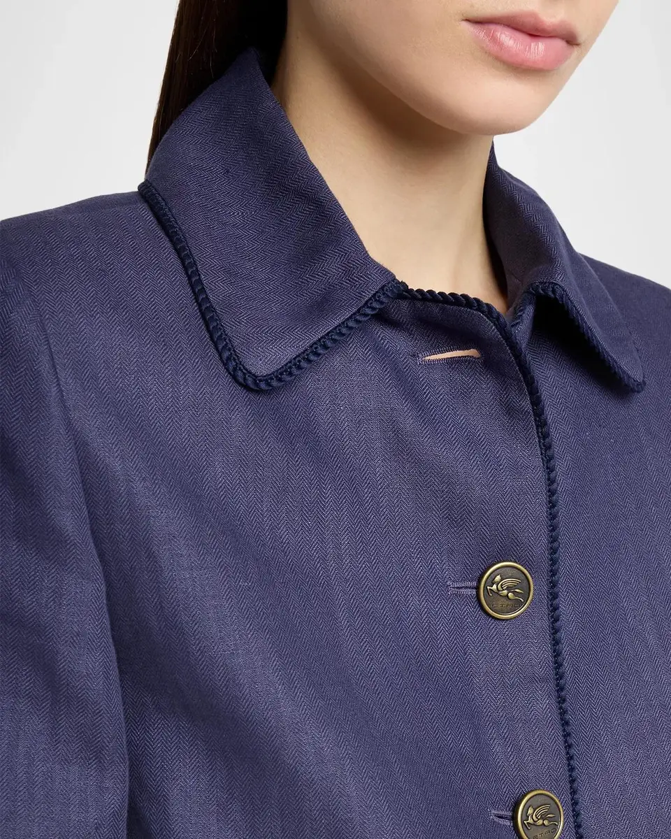 Etro Short-Sleeve Cotton Herringbone Lady Jacket | Thumbnail 5 Etro Short-Sleeve Cotton Herringbone Lady Jacket | Thumbnail 5