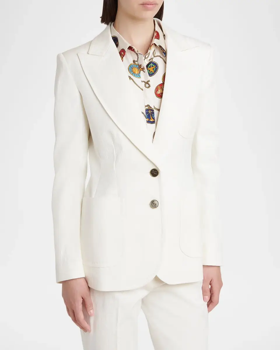 Etro Paisley Cotton Jacquard Single-Breasted Blazer Jacket | Thumbnail 4