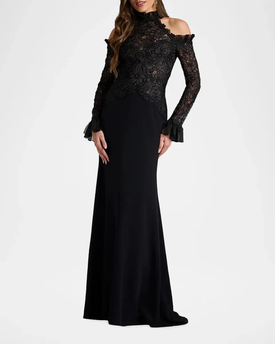 Tadashi Shoji Cold-Shoulder Organza & Crepe Gown | Thumbnail 2 Tadashi Shoji Cold-Shoulder Organza & Crepe Gown | Thumbnail 2
