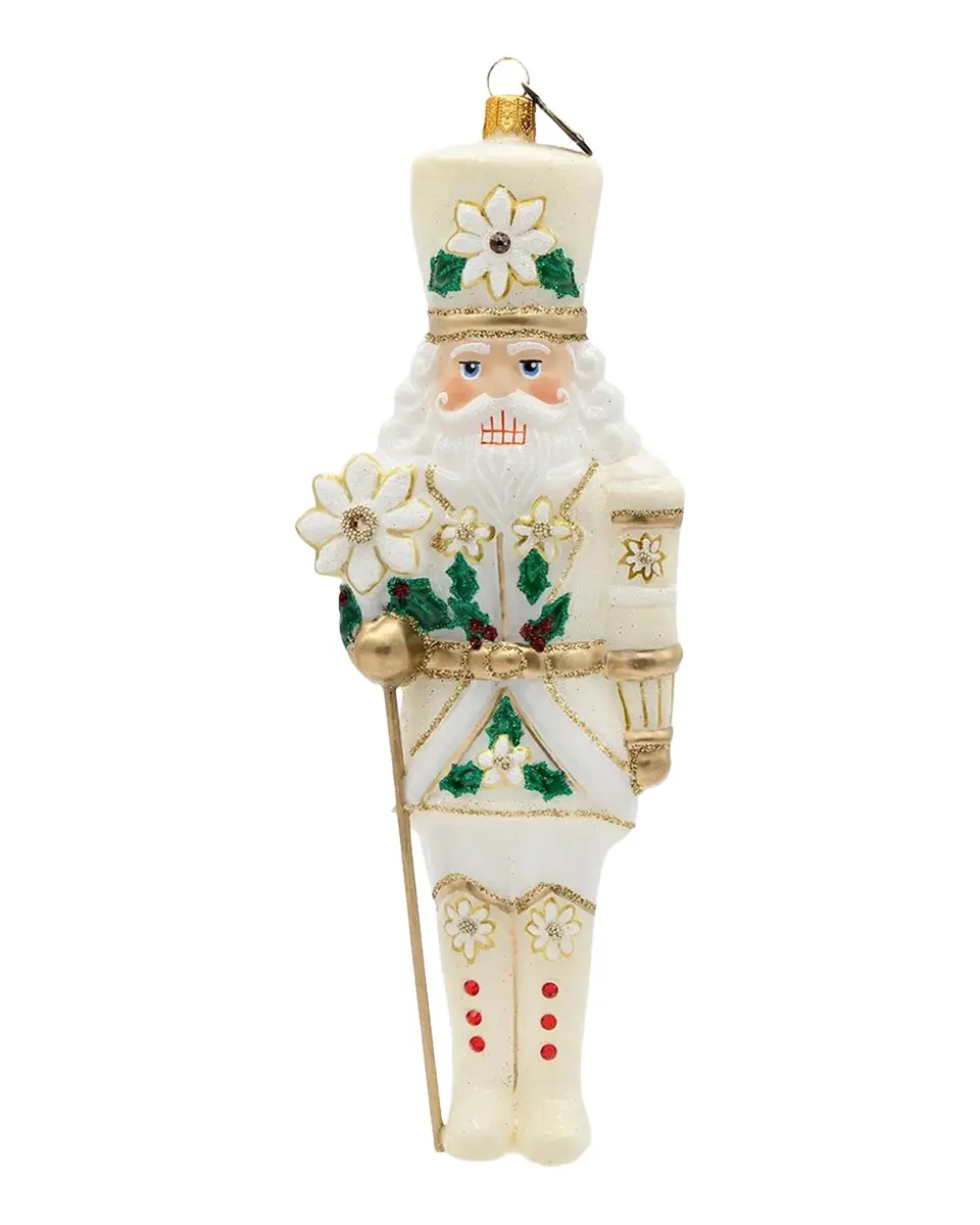Jay Strongwater Poinsettia Nutcracker Christmas Ornament