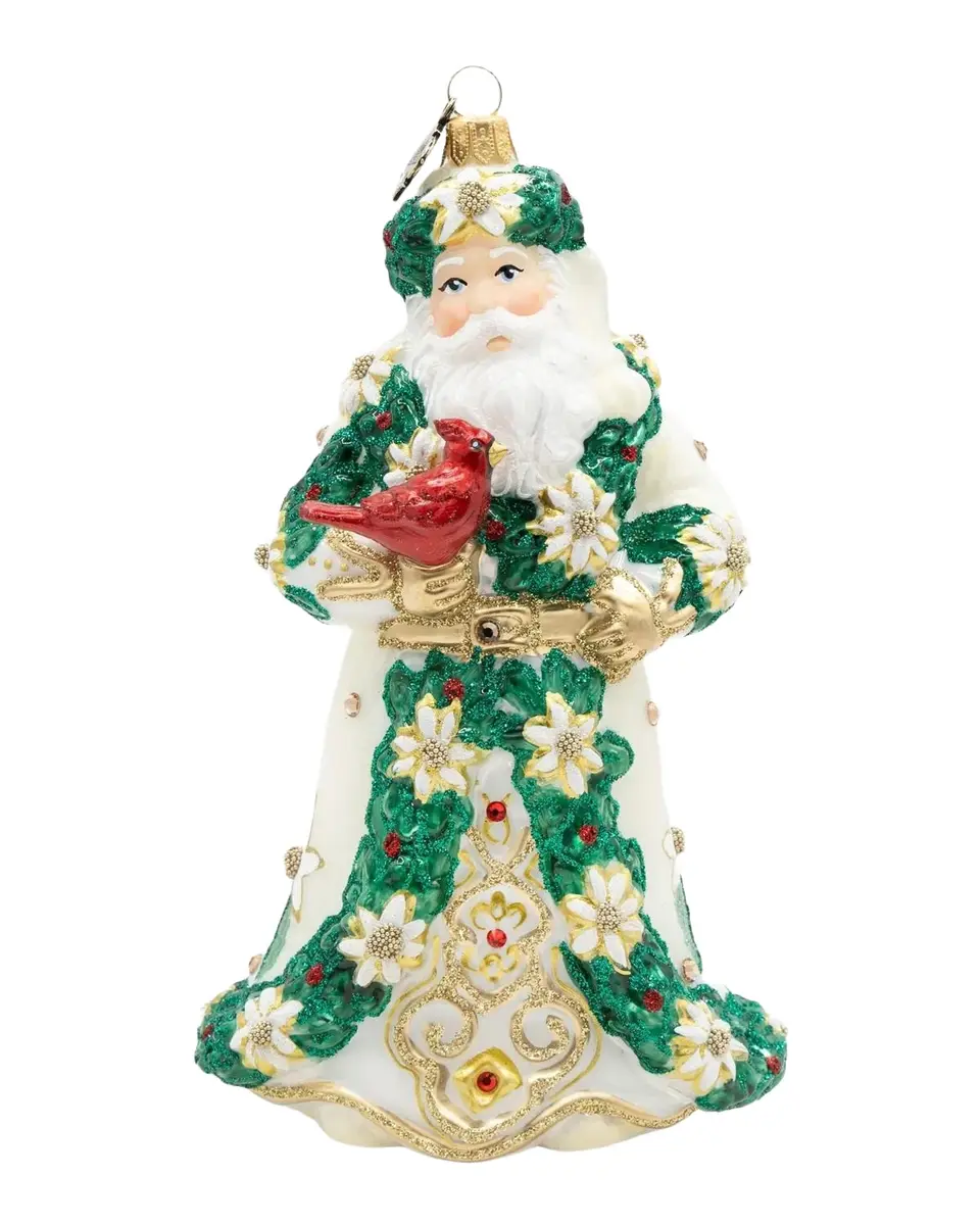 Jay Strongwater Floral Santa Ornament