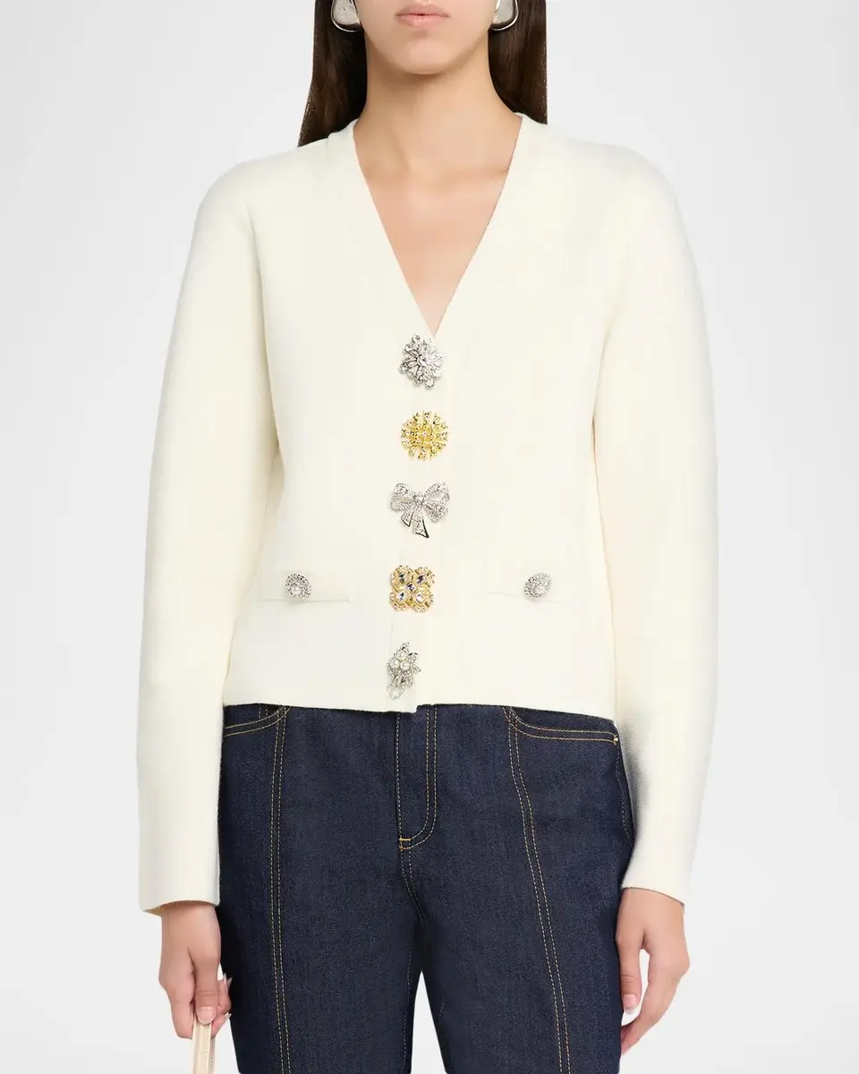Cinq à Sept Evania Embellished Wool-Blend Cardigan | Thumbnail 4