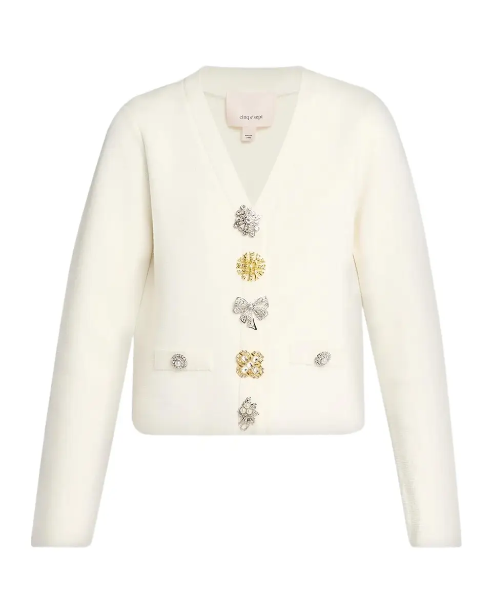 Cinq à Sept Evania Embellished Wool-Blend Cardigan