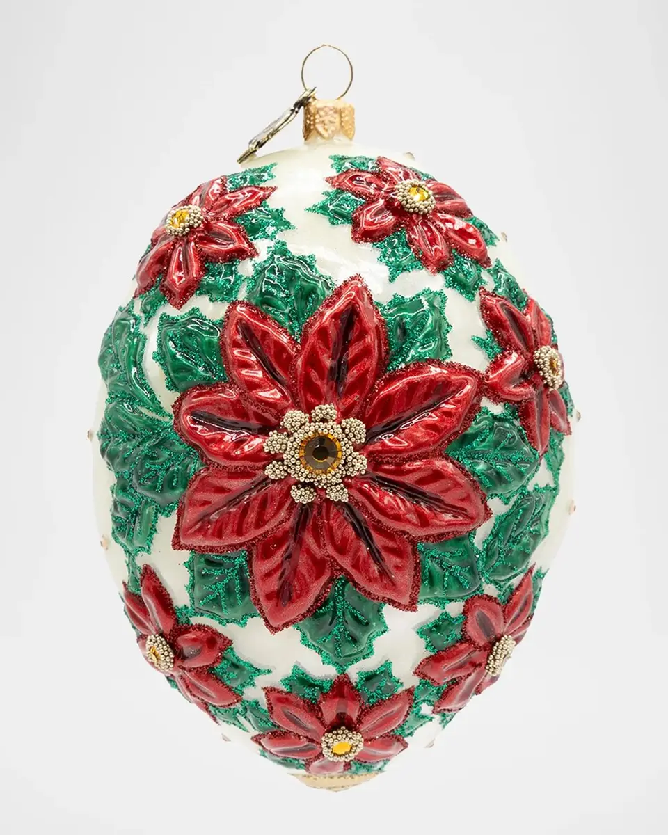 Jay Strongwater Poinsettia Dated Santa Ornament | Thumbnail 2