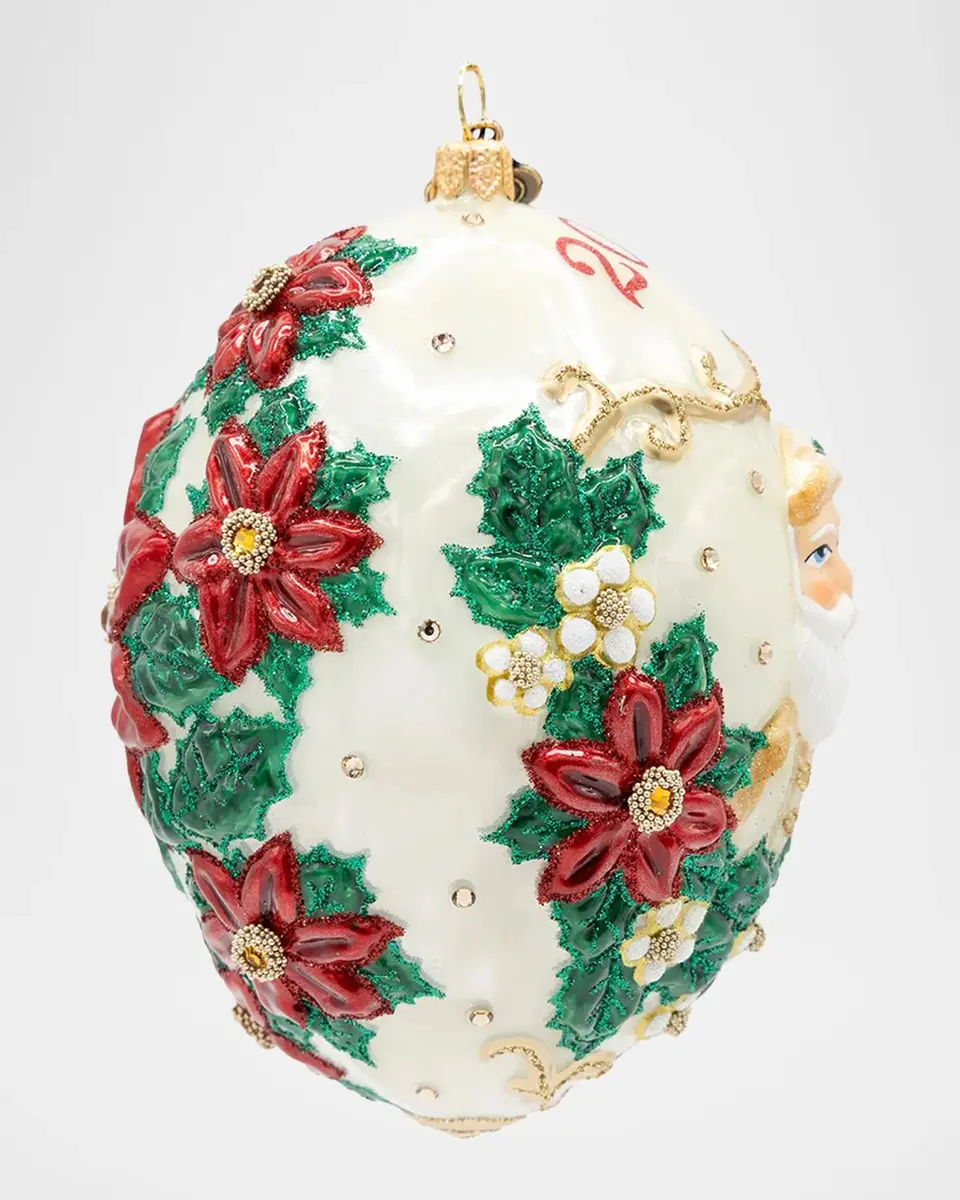 Jay Strongwater Poinsettia Dated Santa Ornament | Thumbnail 3