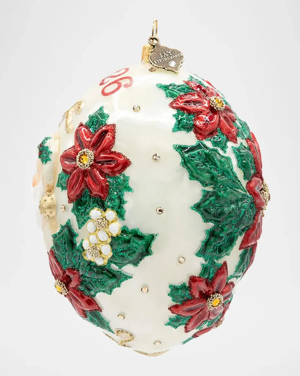 Jay Strongwater Poinsettia Dated Santa Ornament | Thumbnail 4