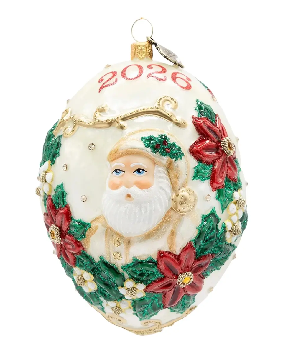Poinsettia Dated Santa Ornament Poinsettia Dated Santa Ornament