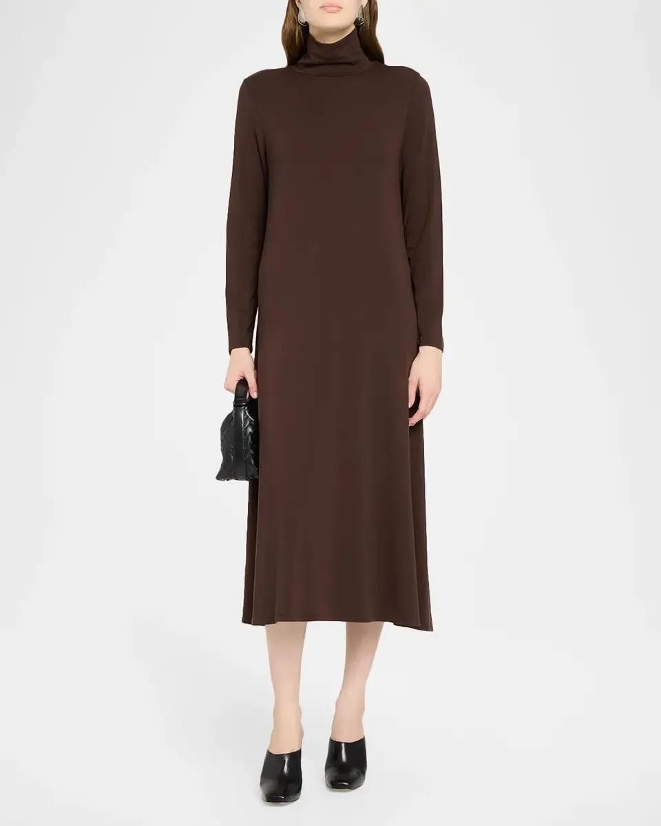 Eileen Fisher Turtleneck Jersey Midi Dress | Thumbnail 2 Eileen Fisher Turtleneck Jersey Midi Dress | Thumbnail 2