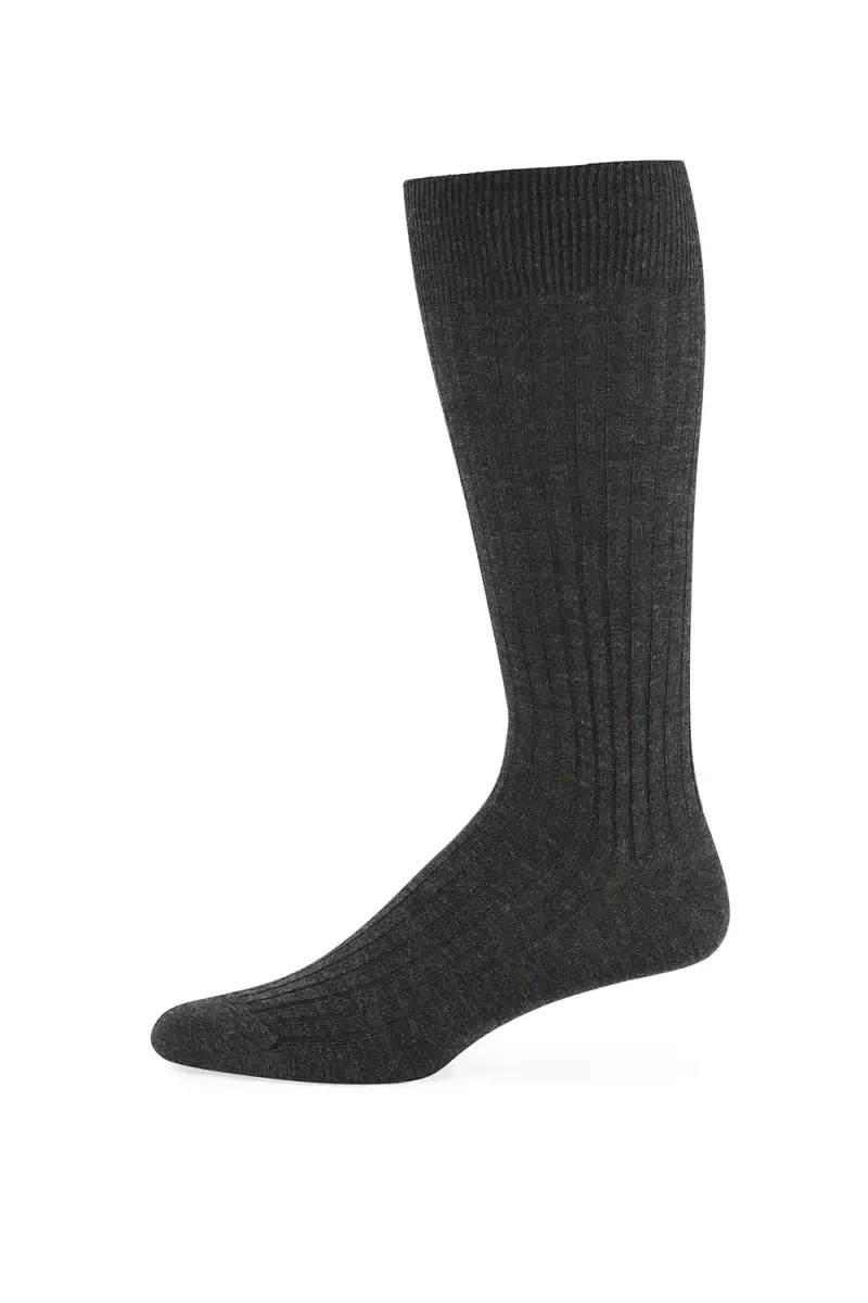 Neiman Marcus Ribbed Merino-Silk Mid-Calf Socks | Thumbnail 3 Neiman Marcus Ribbed Merino-Silk Mid-Calf Socks | Thumbnail 3