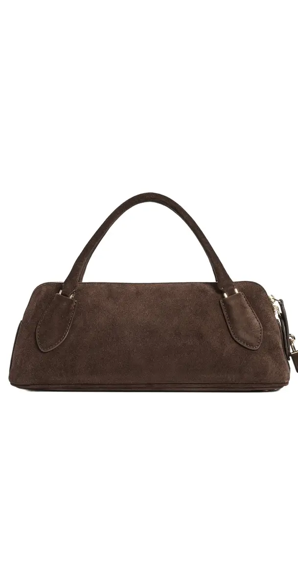 Lock Suede Top Handle Shoulder Bag