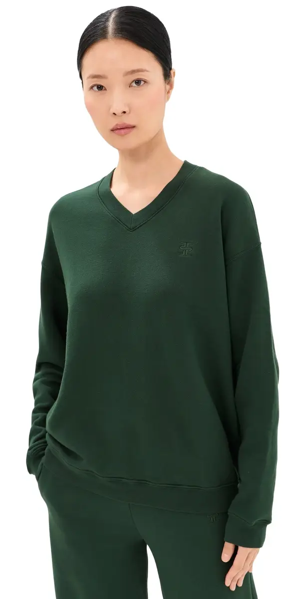 ÉTERNE Oversized V Neck Sweatshirt