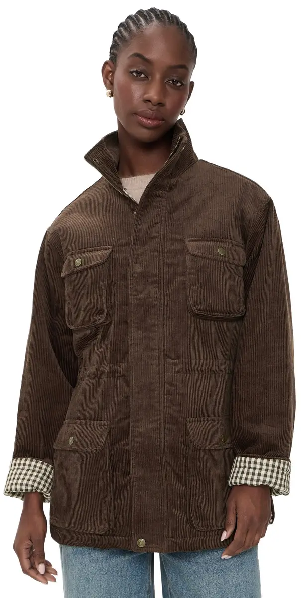 House of Sunny Corduroy Funnel Neck Jacket
