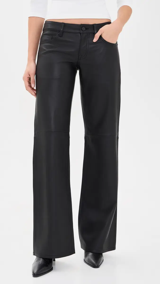GOOD AMERICAN Leather Low Rise Loose Pants | Thumbnail 2