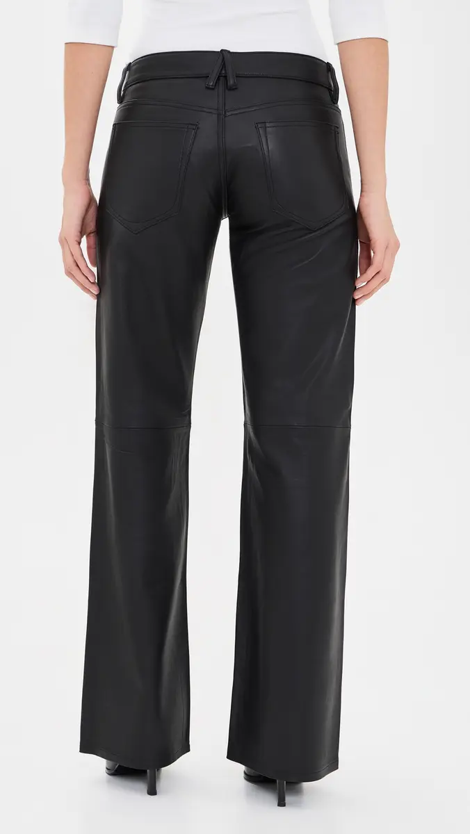 GOOD AMERICAN Leather Low Rise Loose Pants | Thumbnail 3