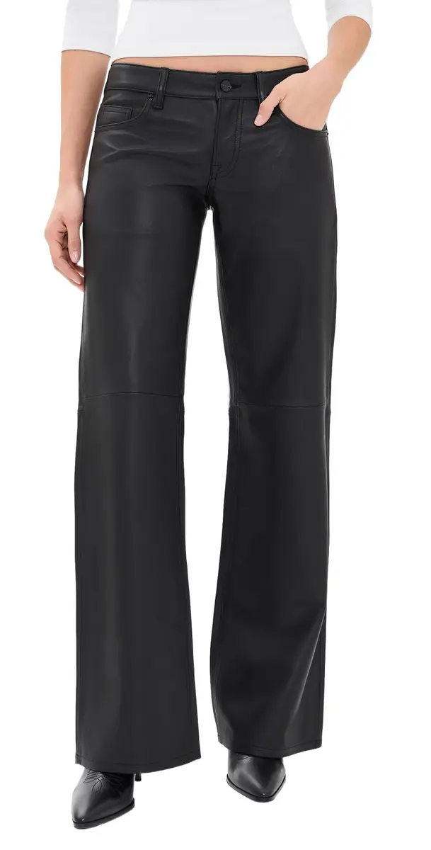 GOOD AMERICAN Leather Low Rise Loose Pants