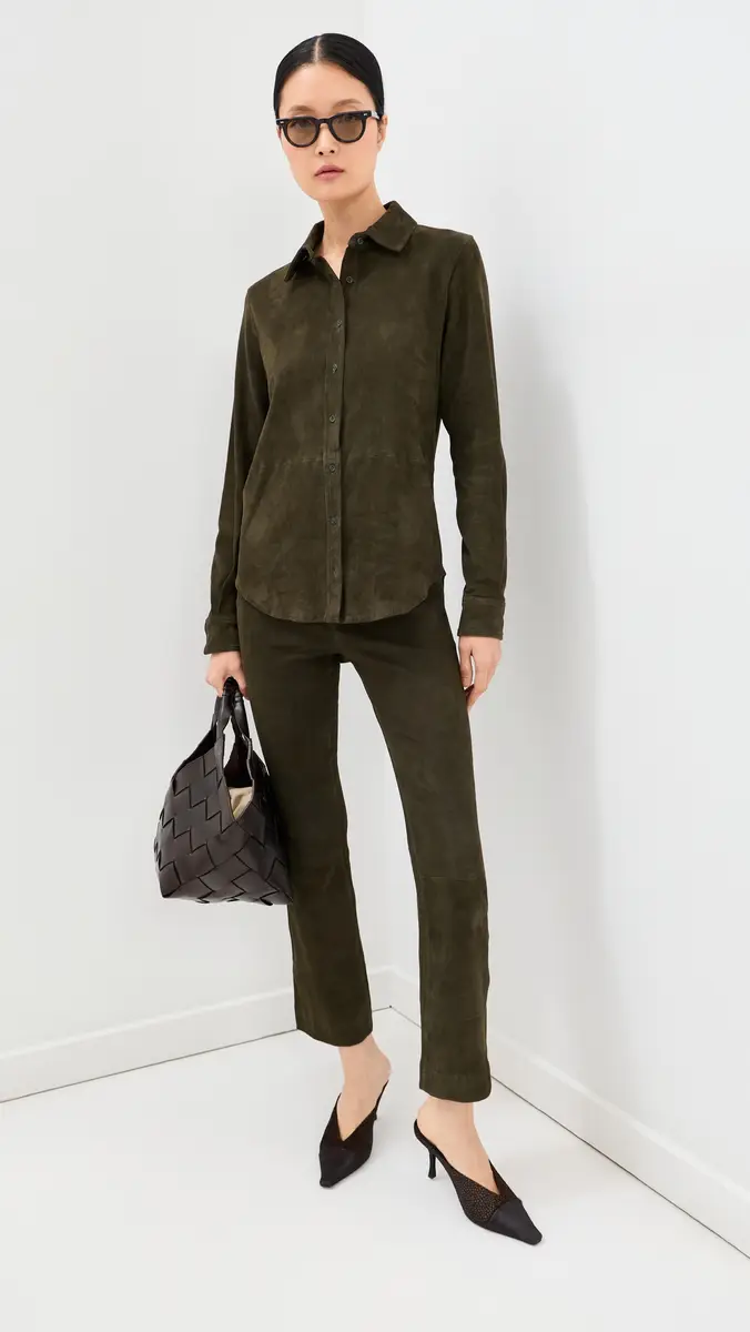Sprwmn Lambskin Suede Ankle Flare Pants | Thumbnail 5 Sprwmn Lambskin Suede Ankle Flare Pants | Thumbnail 5