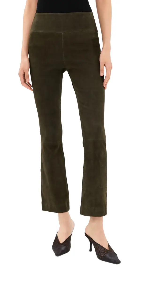 Sprwmn Lambskin Suede Ankle Flare Pants