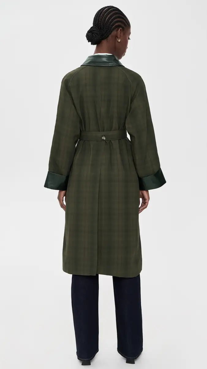 Moon River Contrast Collar Plaid Coat | Thumbnail 3