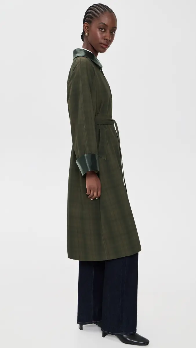 Moon River Contrast Collar Plaid Coat | Thumbnail 4