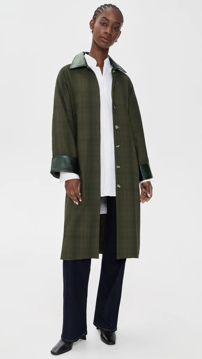 Moon River Contrast Collar Plaid Coat | Thumbnail 5