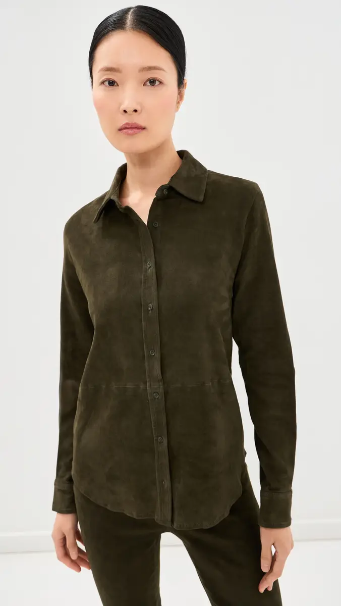 Sprwmn Fonda Lambskin Suede Button Down Shirt | Thumbnail 2 Sprwmn Fonda Lambskin Suede Button Down Shirt | Thumbnail 2