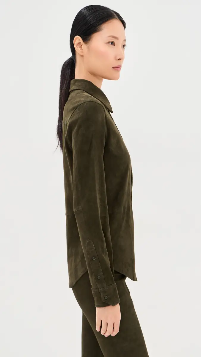 Sprwmn Fonda Lambskin Suede Button Down Shirt | Thumbnail 4 Sprwmn Fonda Lambskin Suede Button Down Shirt | Thumbnail 4