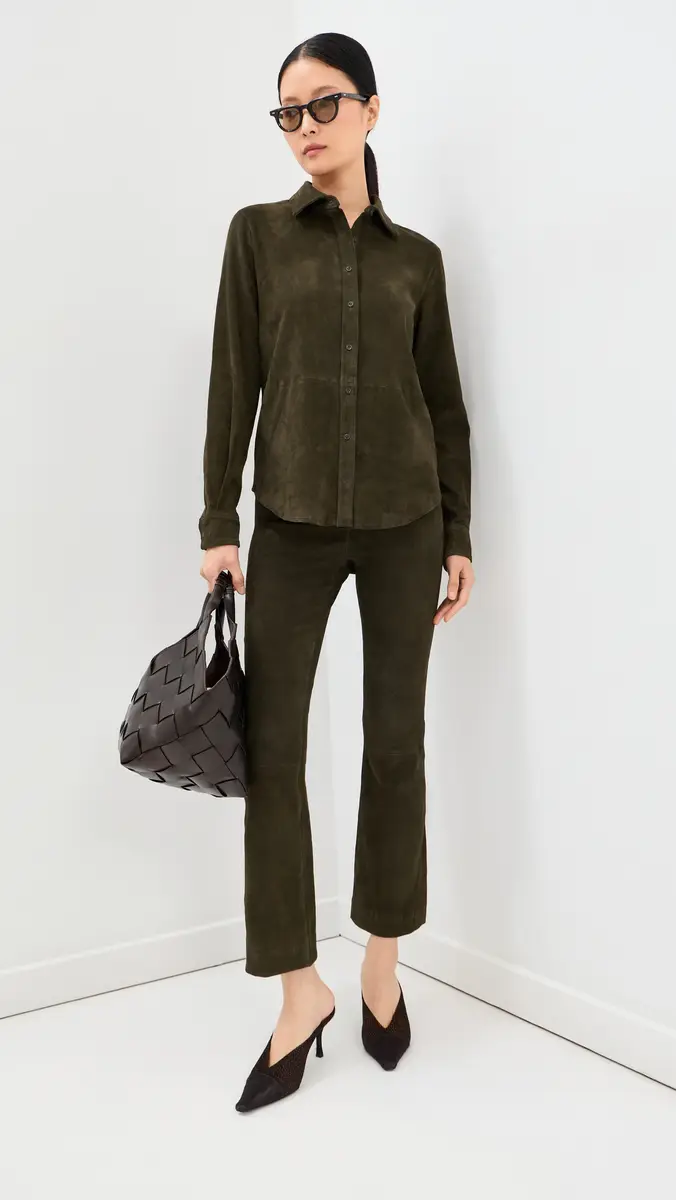 Sprwmn Fonda Lambskin Suede Button Down Shirt | Thumbnail 5 Sprwmn Fonda Lambskin Suede Button Down Shirt | Thumbnail 5