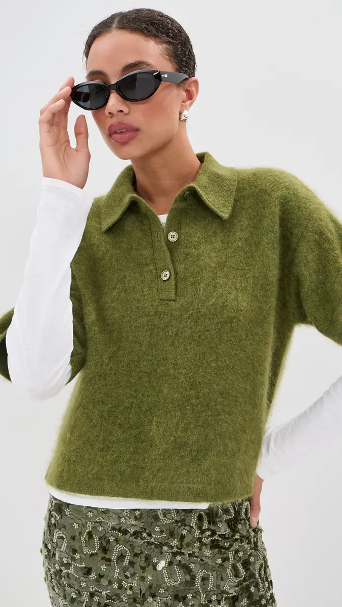 LE BOP Callie Brushed Wool Polo Sweater | Thumbnail 3