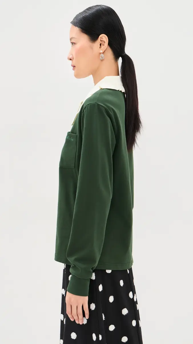 Tanner Fletcher Frank Ruffle Collar Long Sleeve Polo | Thumbnail 4