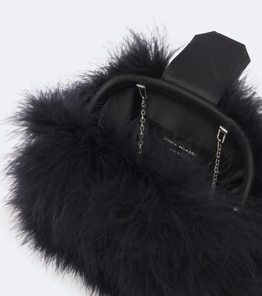 Amina Muaddi Camelia embellished feather clutch | Thumbnail 2 Amina Muaddi Camelia embellished feather clutch | Thumbnail 2