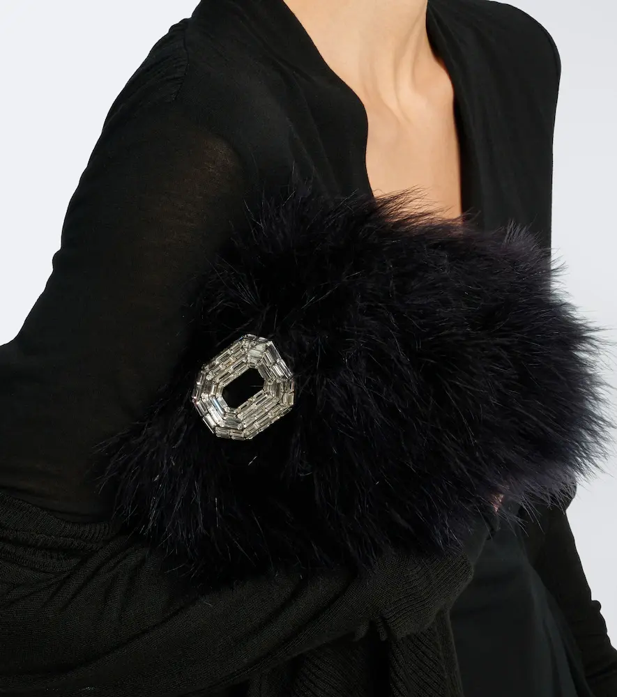 Amina Muaddi Camelia embellished feather clutch | Thumbnail 6 Amina Muaddi Camelia embellished feather clutch | Thumbnail 6