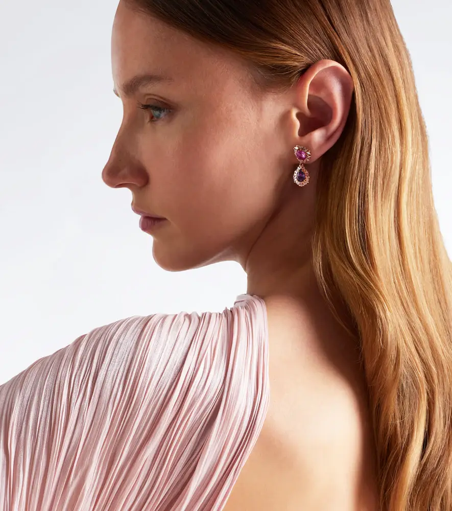 Suzanne Kalan 18kt rose gold drop earrings with sapphires and diamonds | Thumbnail 3 Suzanne Kalan 18kt rose gold drop earrings with sapphires and diamonds | Thumbnail 3
