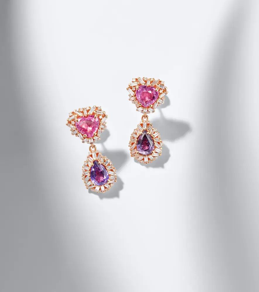 Suzanne Kalan 18kt rose gold drop earrings with sapphires and diamonds | Thumbnail 5 Suzanne Kalan 18kt rose gold drop earrings with sapphires and diamonds | Thumbnail 5