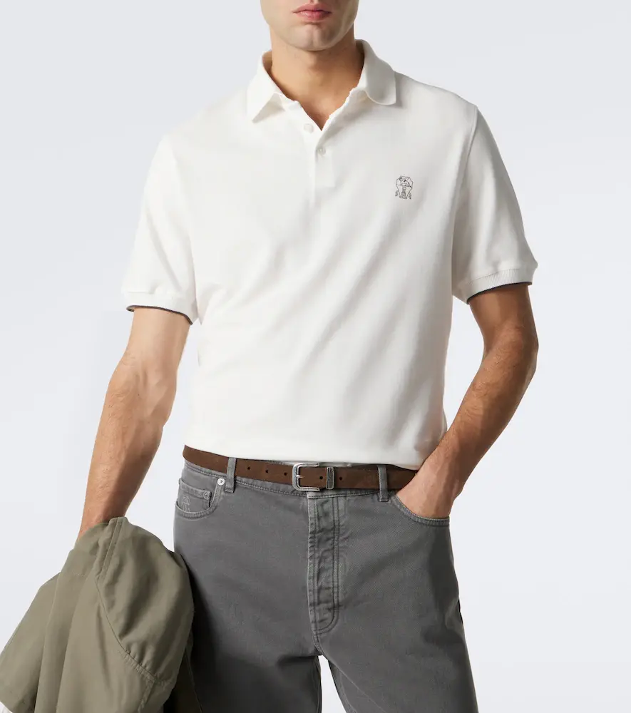Brunello Cucinelli Logo cotton piqué polo shirt | Thumbnail 3