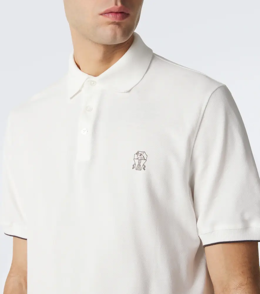 Brunello Cucinelli Logo cotton piqué polo shirt | Thumbnail 6