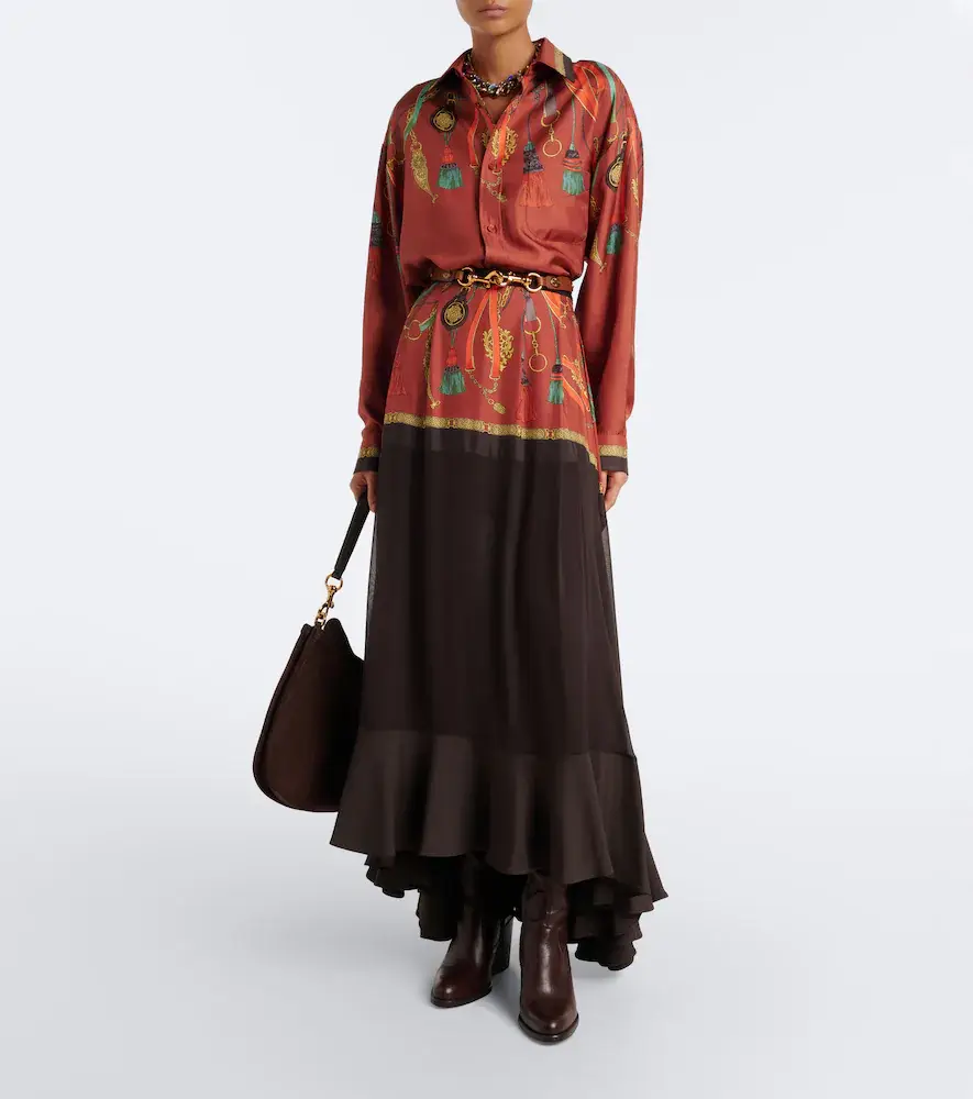Etro Printed ruffled silk twill maxi skirt | Thumbnail 2 Etro Printed ruffled silk twill maxi skirt | Thumbnail 2
