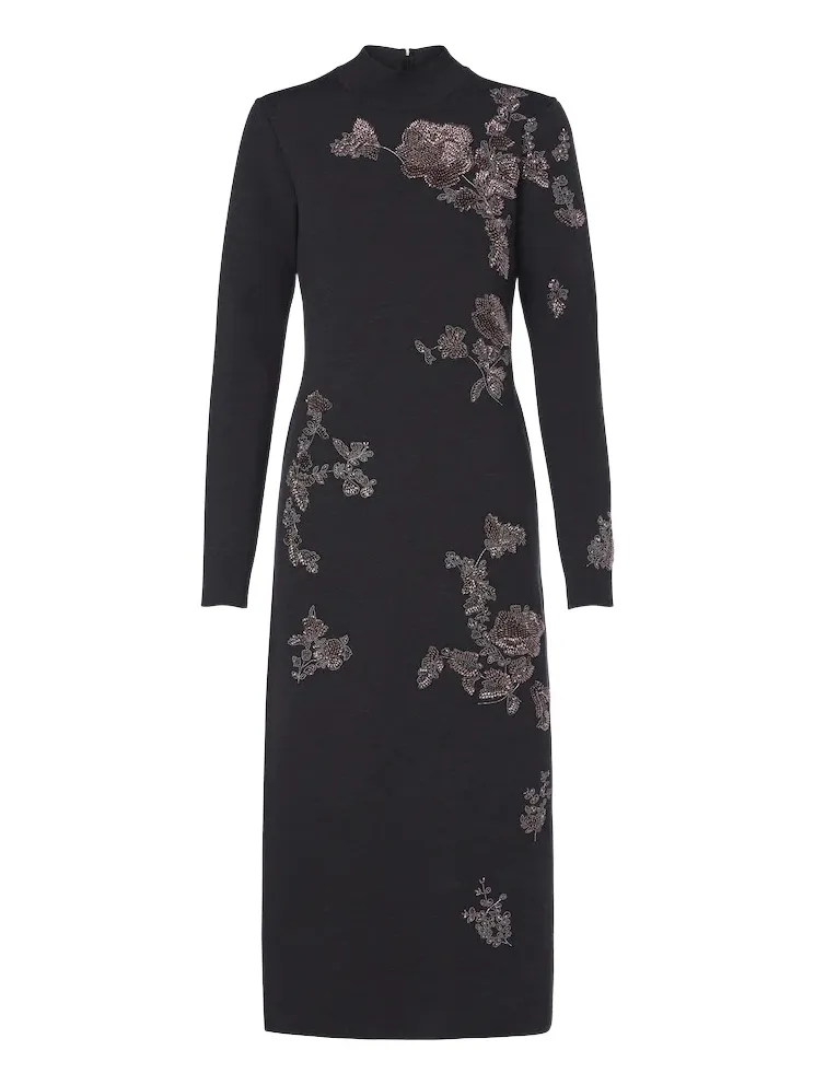 Oscar de la Renta Beaded wool-blend sweater dress